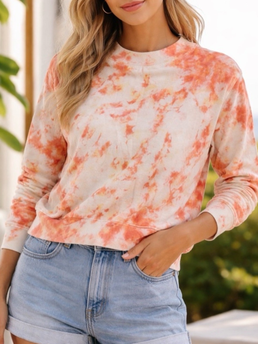 Anthropologie Pilcro and the Letterpress Elayna Orange Tie-Dye Sweatshirt